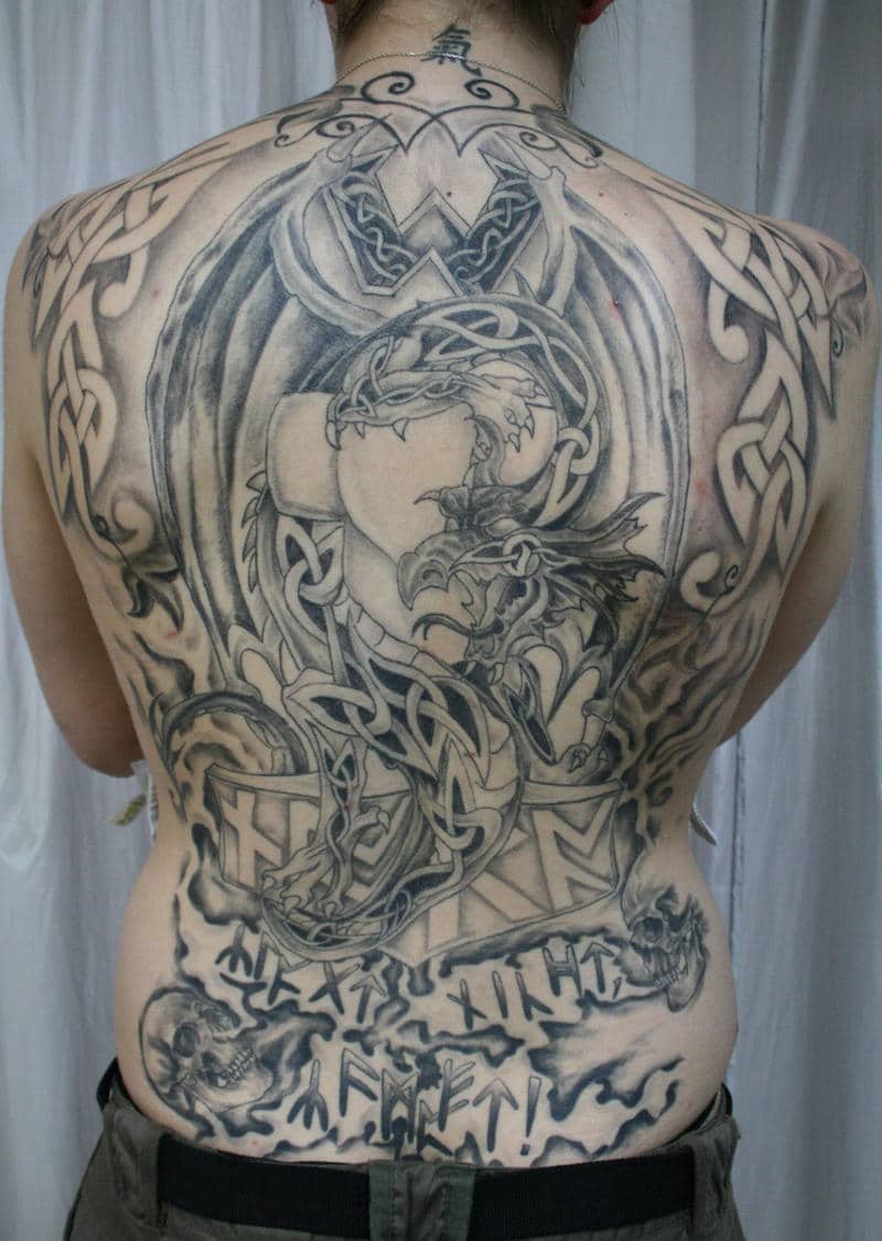 Back With Celtic Dragon Tattoo Design