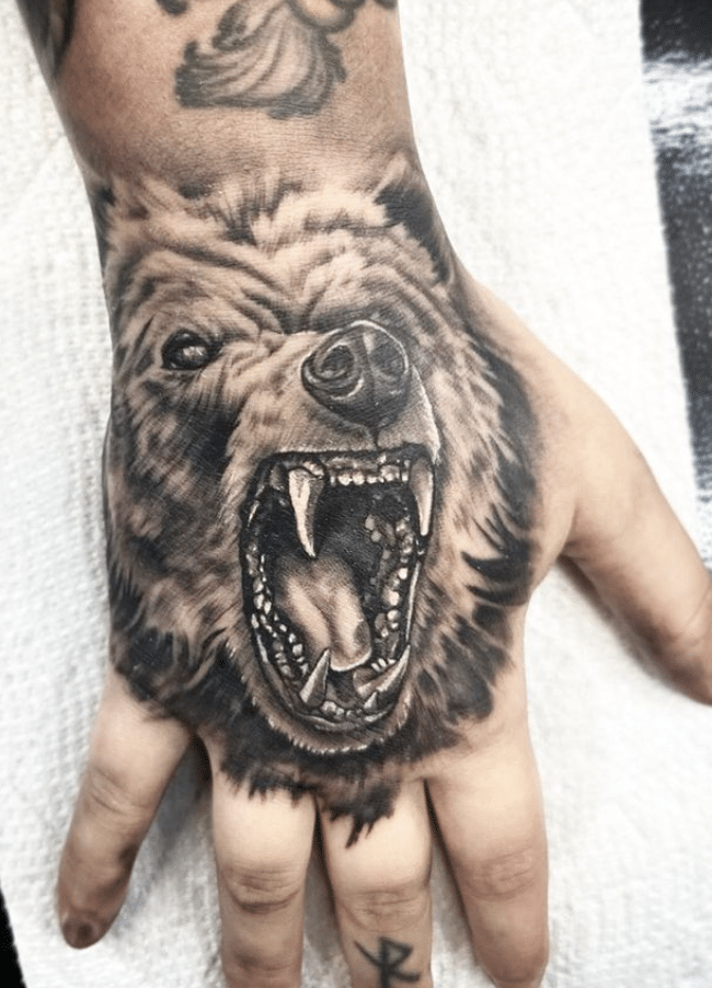 Bear Hand Tattoo