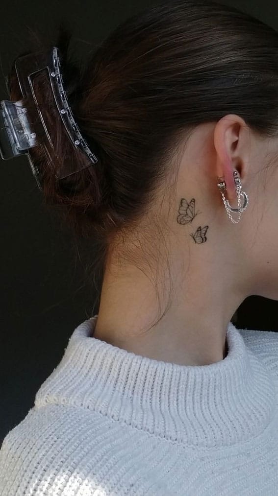 Butterfly Tattoo Idea On The Ear