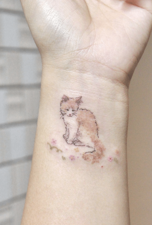 Cat Tattoo On Wrist