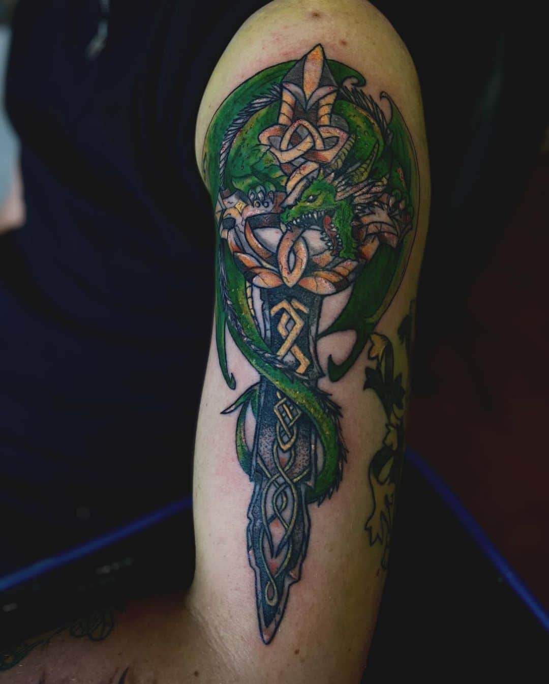 Celtic Dragon Sword Tattoo