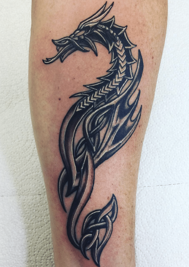 Celtic Dragon Tattoo On The Forearm