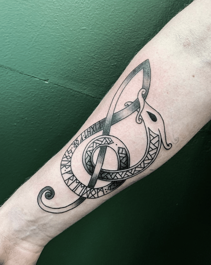Celtic Dragon Tattoo with Runes