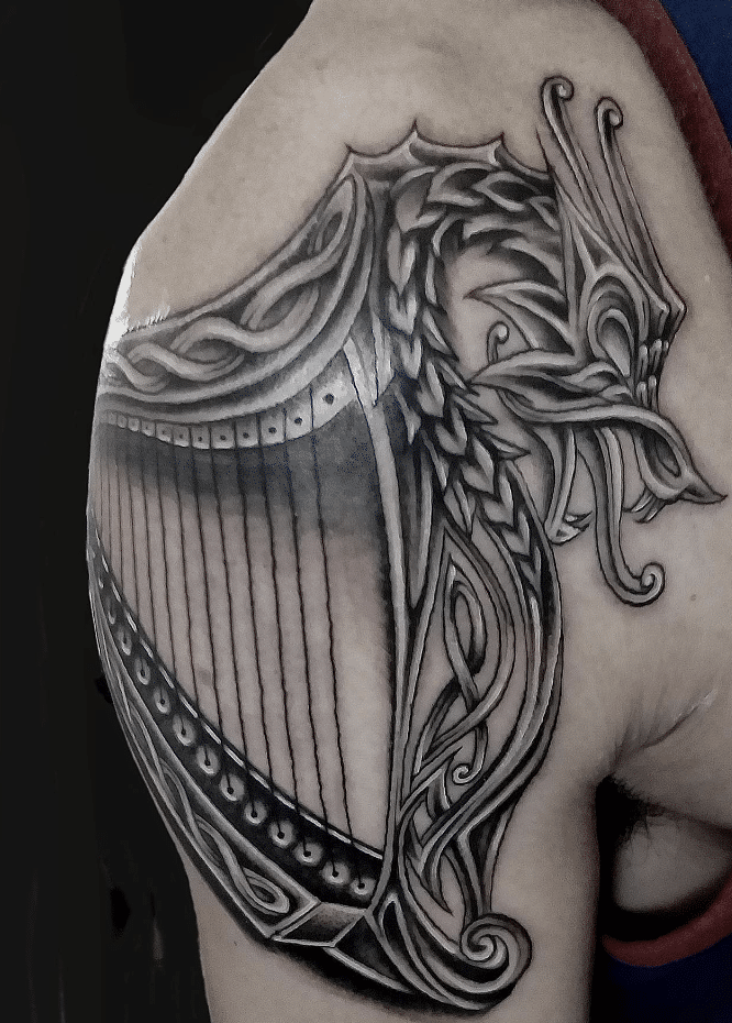 Celtic Harp Celtic Dragon Tattoo