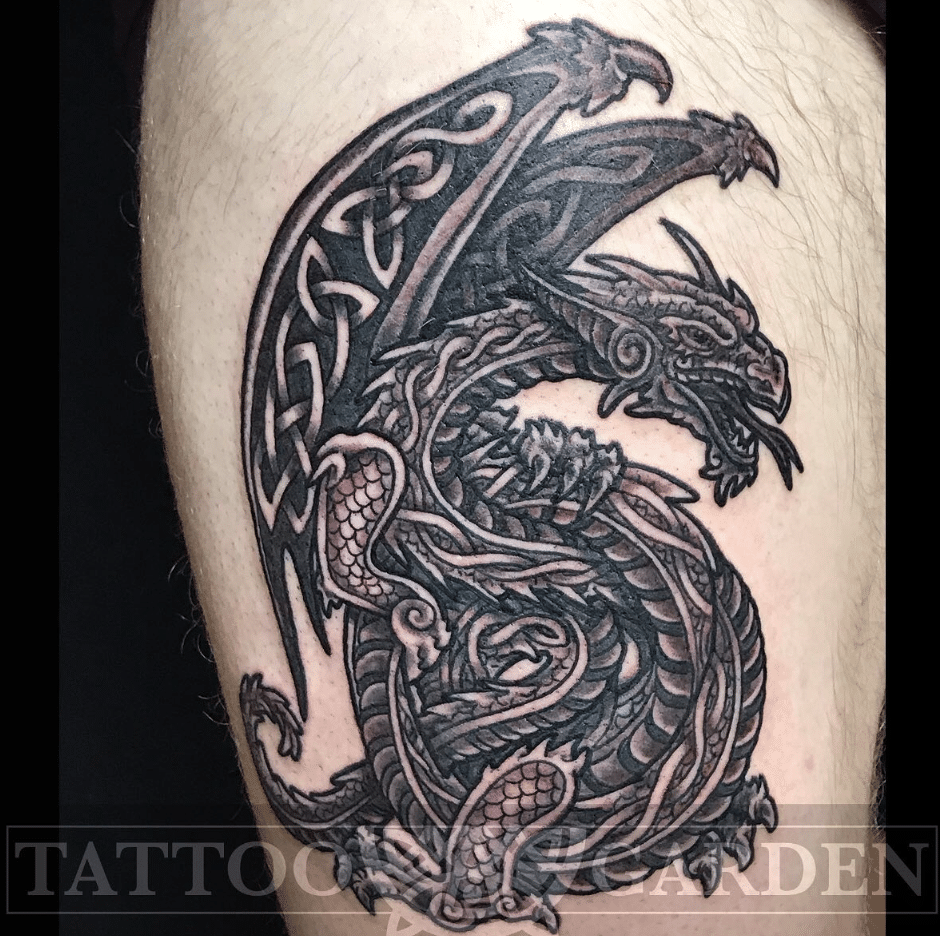 Celtic Patterned Dragon Tattoo