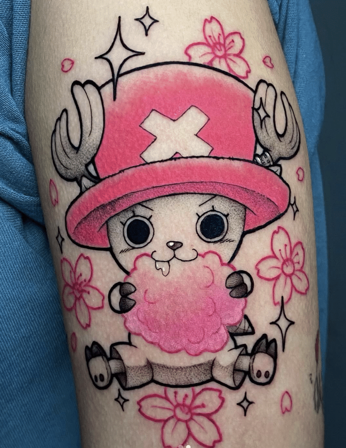 Chopper Eating Cotton Candy Tattoo