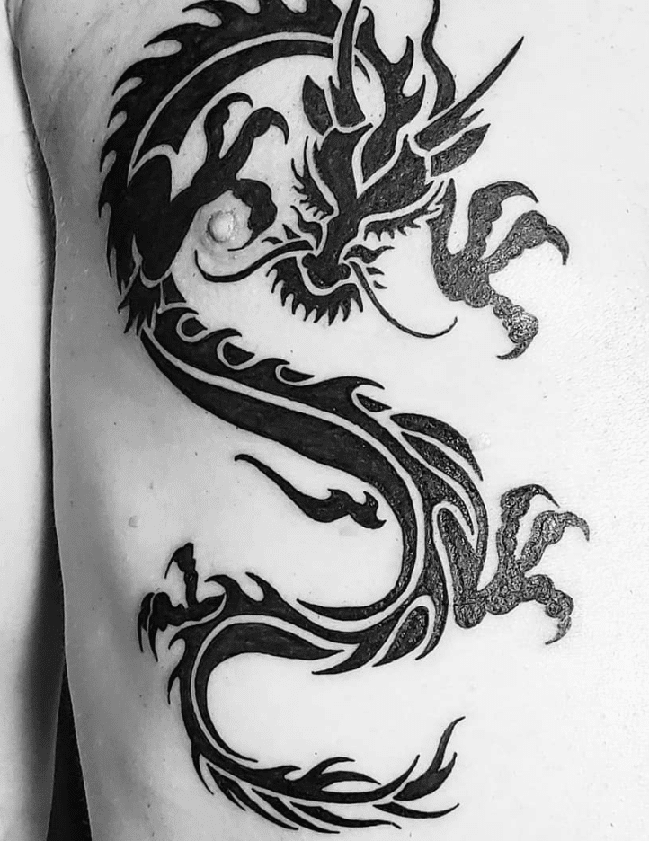 Coiling Tribal Dragon Tattoo