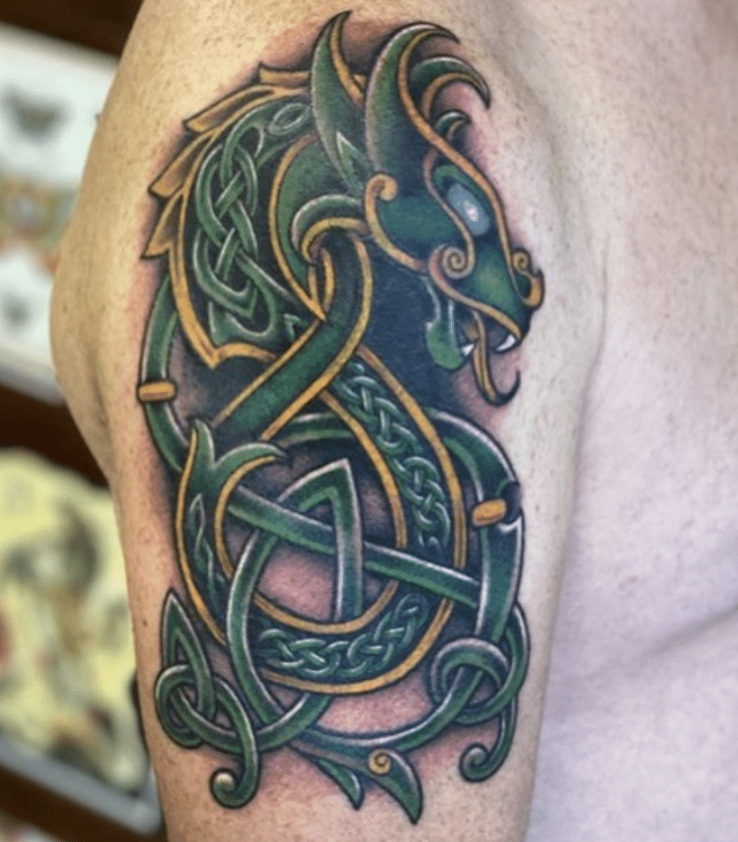 Colored Celtic Dragon Tattoo