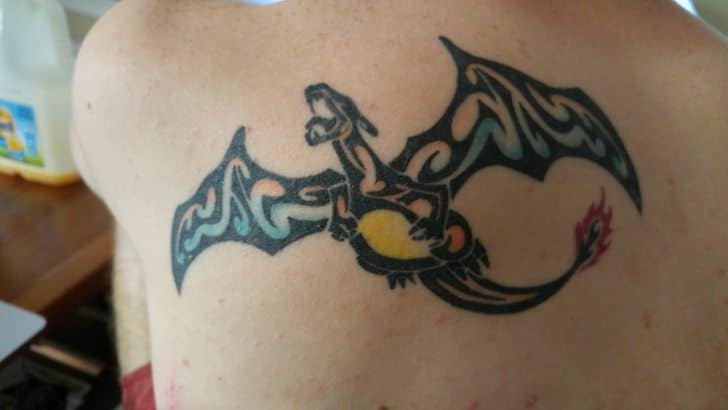 Colored Charizard Tribal Dragon Tattoo 