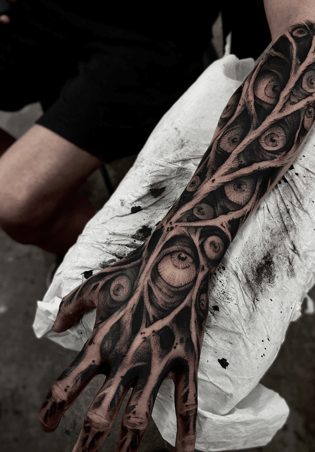 Creepy Tendon Hand Tattoo