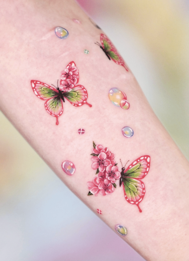 Demon Slayer: Kimetsu No Yaiba Pink Butterfly Tattoo