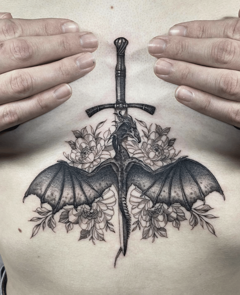 Dragon Above Sword Tattoo