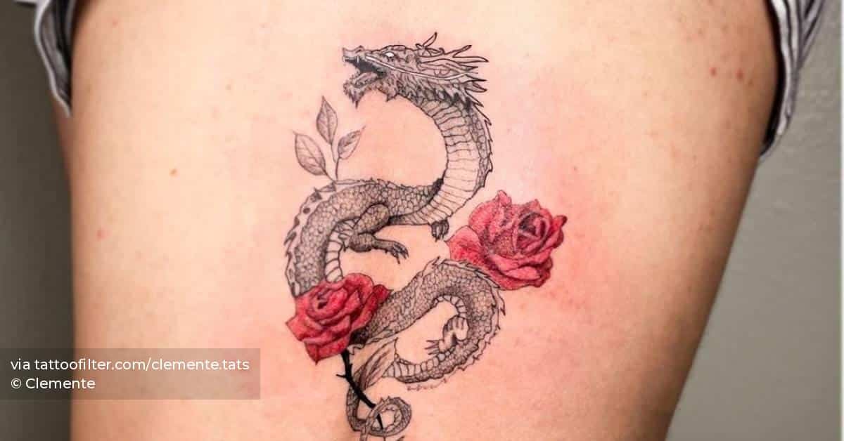 Dragon Rose Tattoo Idea On Back