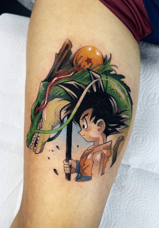 Dragonball Tattoo On The Leg
