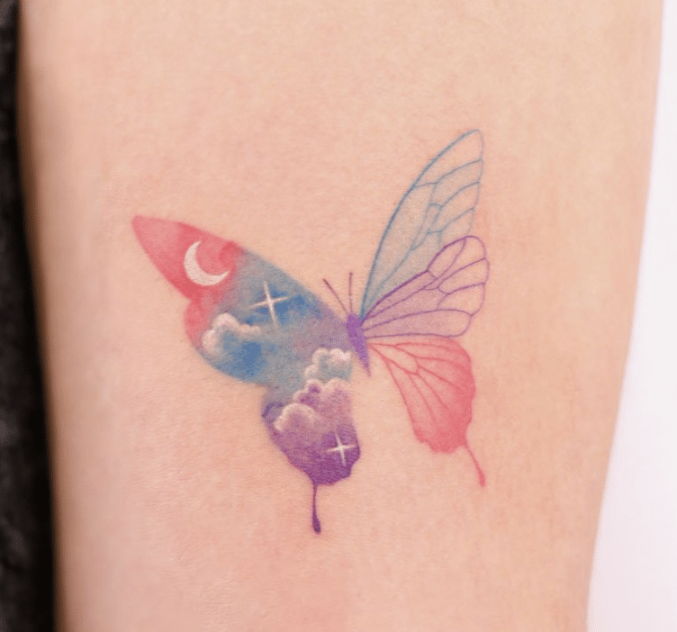 Dreamy Colorful Butterfly Tattoo