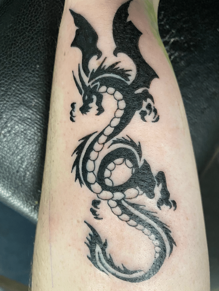 Eastern Dragon With Wings Tribal Dragon Tattoo