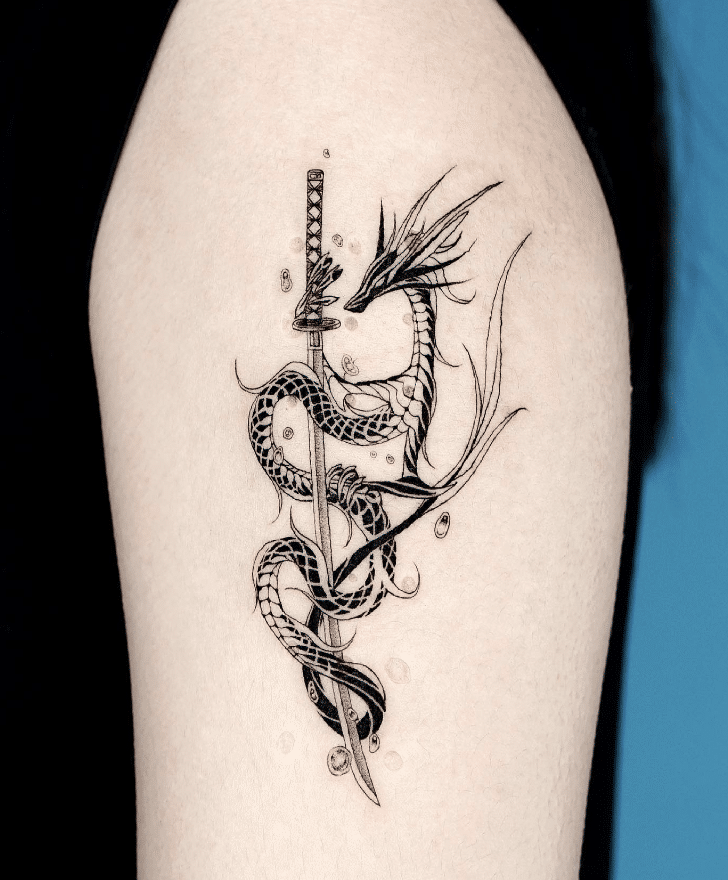 Elegant Dragon Sword Tattoo