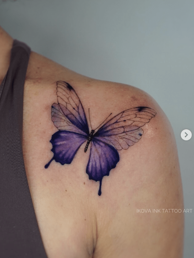 Elegant Purple Butterfly Tattoo