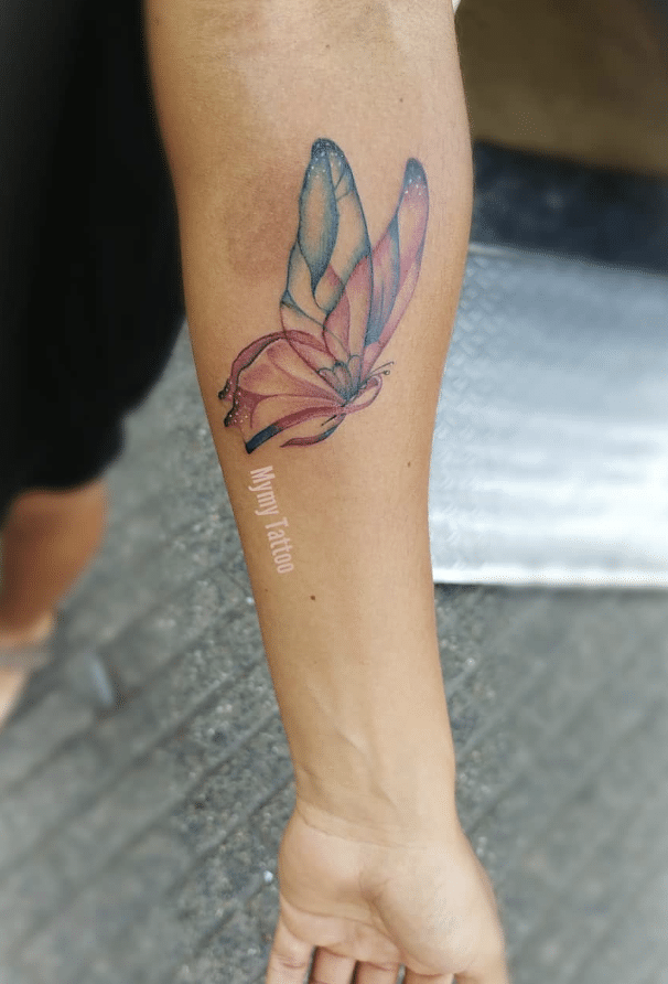 Ethereal Pink Butterfly Tattoo