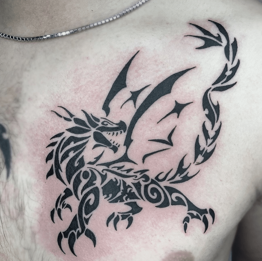 European Tribal Dragon Tattoo