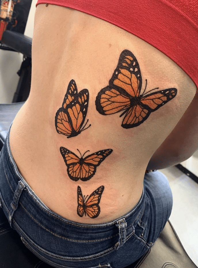 Family Of Yellow Butterflies Tattoo