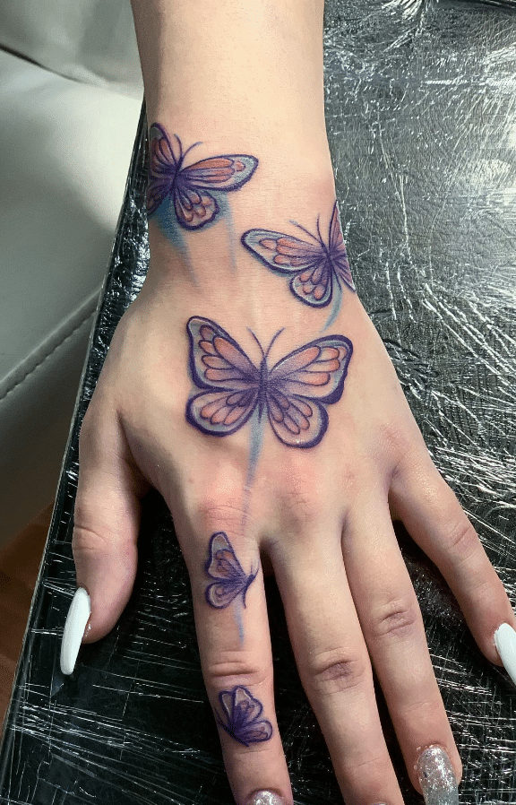 Family Of Purple Butterflies Tattoo