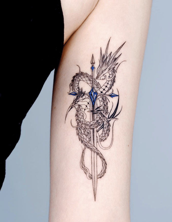 Fantasy Dragon Sword Tattoo