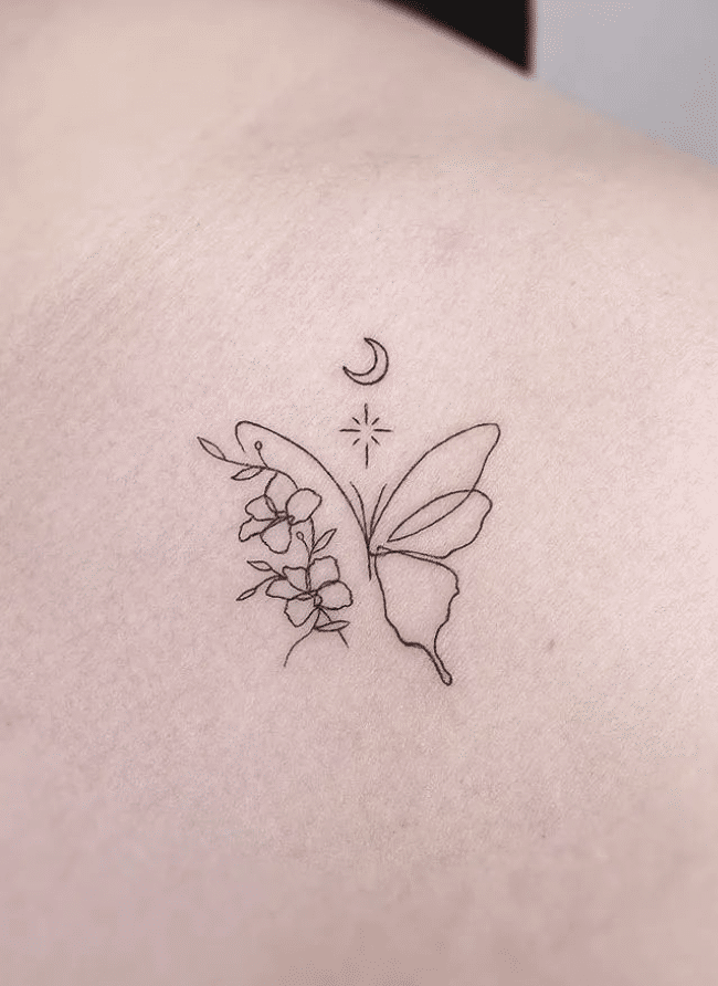 Fine Line Butterfly Tattoo
