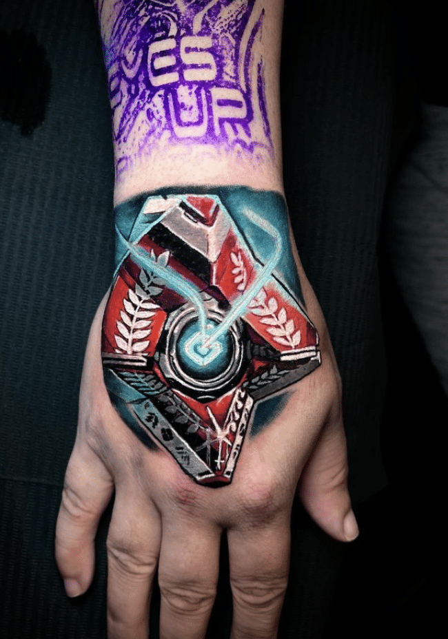 Ghost Destiny Hand Tattoo