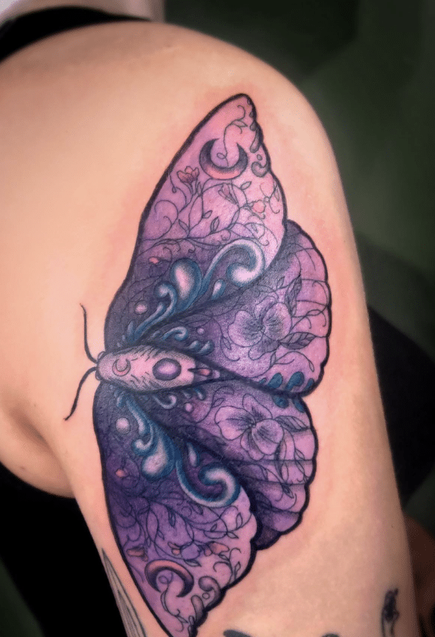 Gothic Purple Butterfly Tattoo
