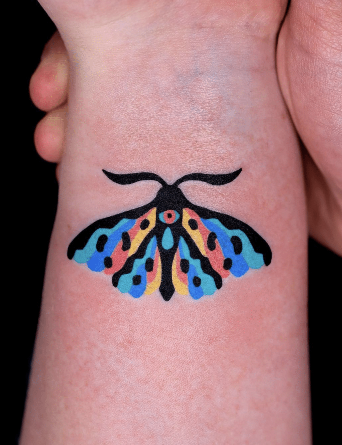 Handpoked Moth Tattoo