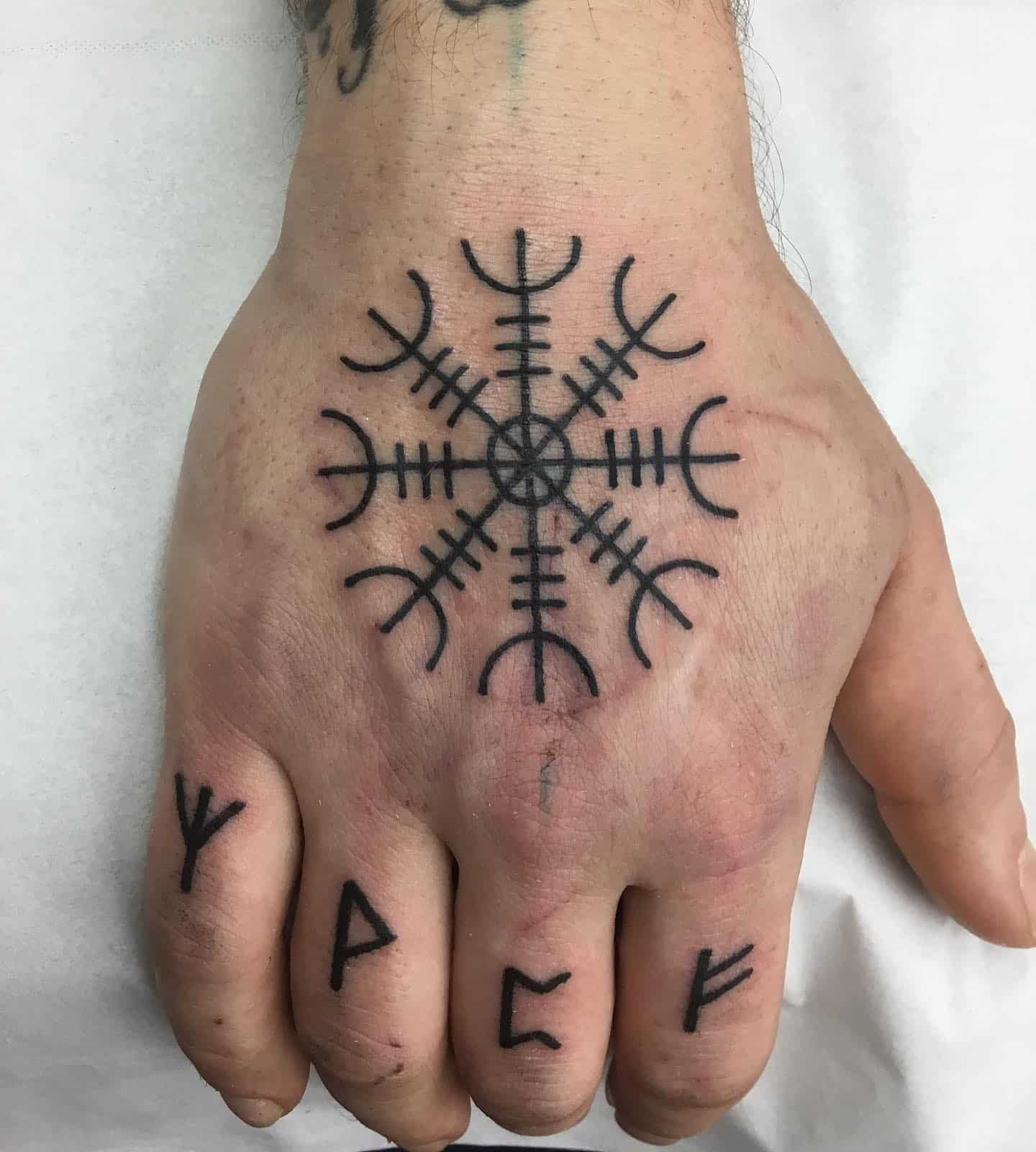 Helm Of Awe Hand Tattoo