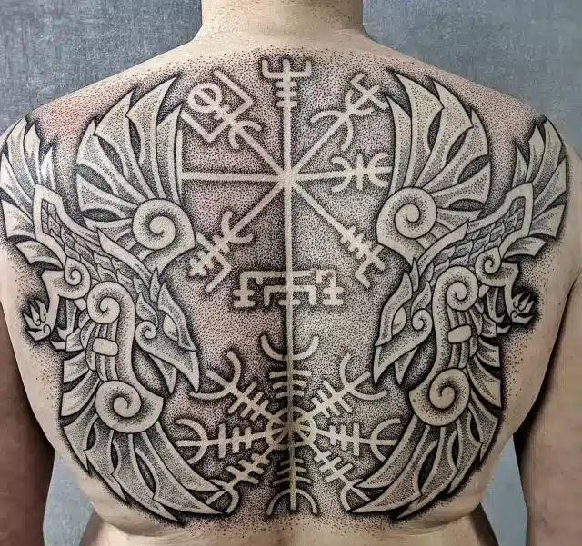 Helm of Awe Tattoo On The Back