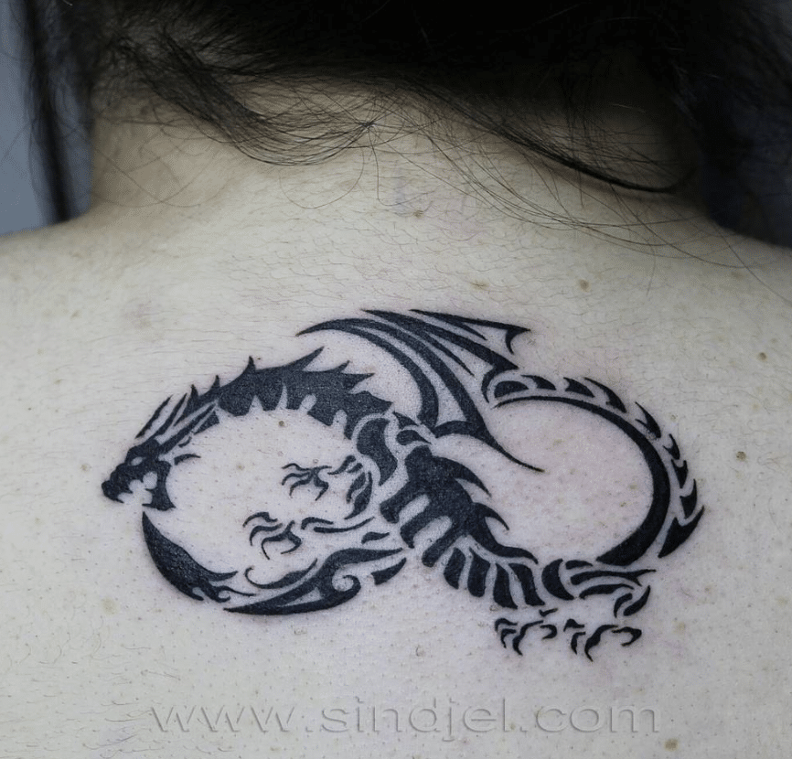 Infinity Loop Tribal Dragon Tattoo