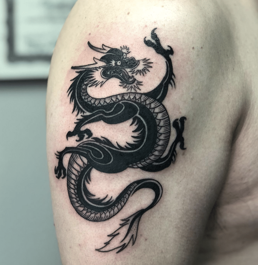 Japanese Tribal Dragon Tattoo