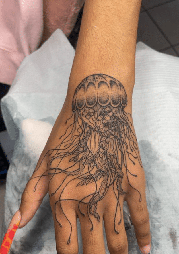 Jellyfish Hand Tattoo