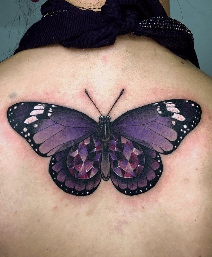Jeweled Purple Butterfly Tattoo