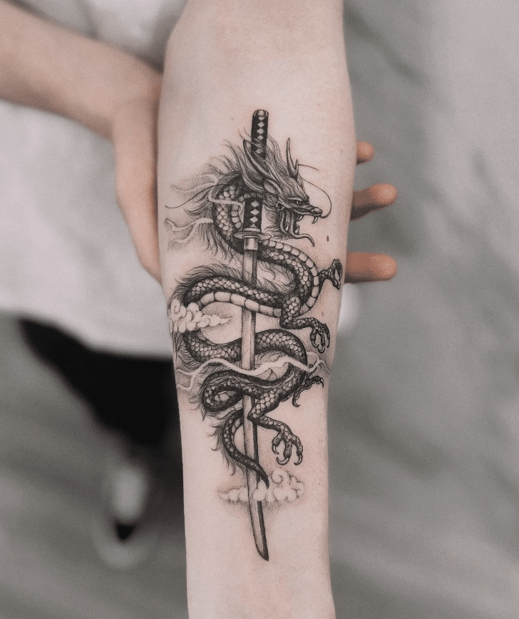 Katana Dragon Sword Tattoo