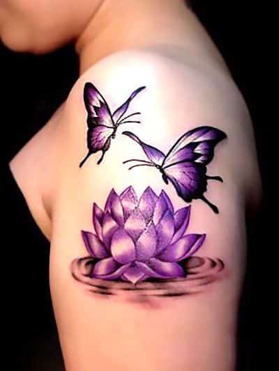 Lotus Purple Butterfly Tattoo