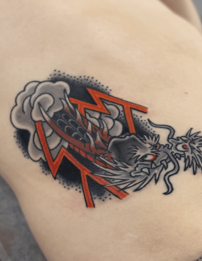 Minimalist Yakuza Dragon-inspired Tattoo