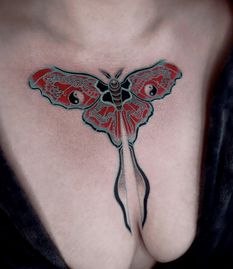 Moth Yin Yang Dragon Tattoo