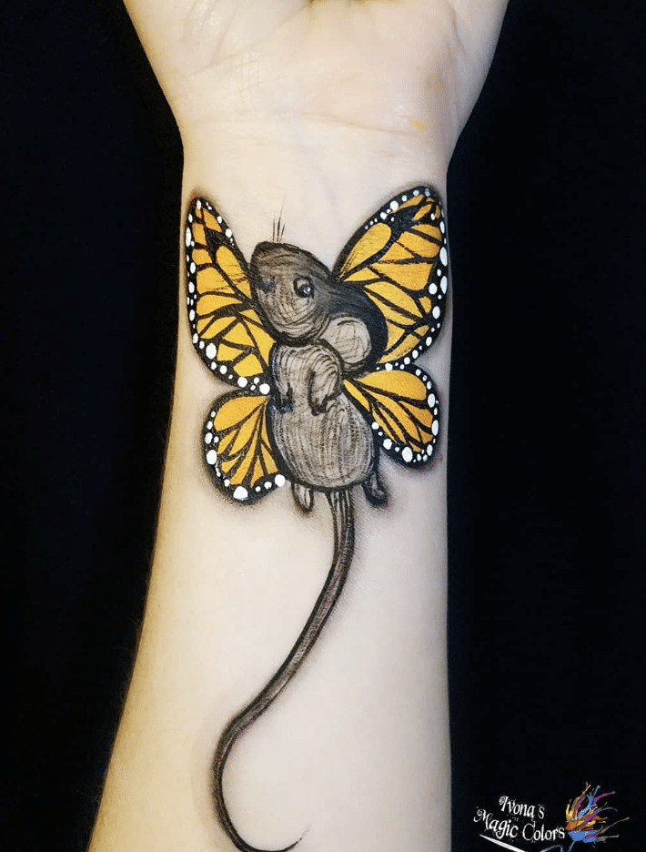 Mouse Yellow Butterfly Tattoo