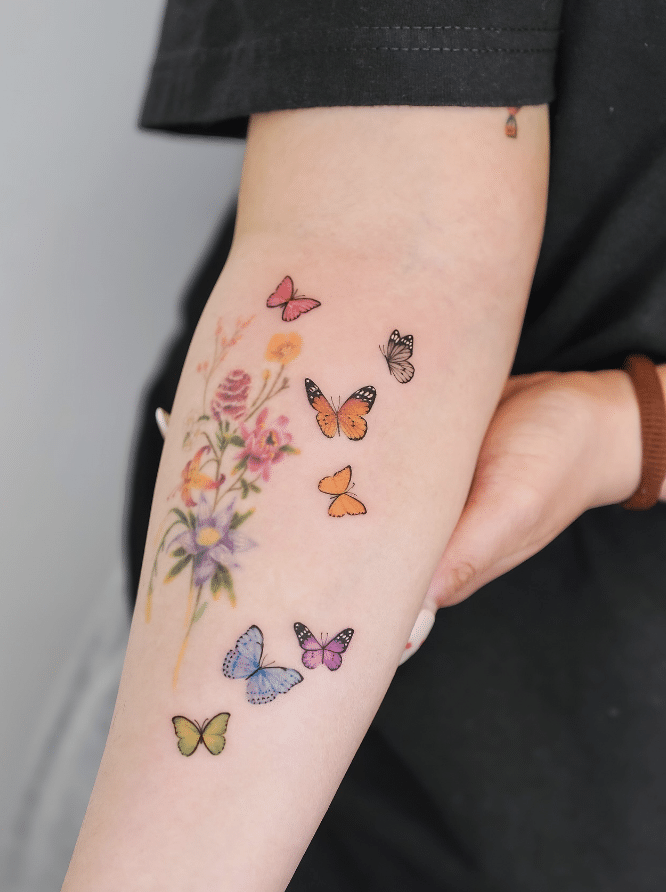 Multiple Butterflies Tattoo