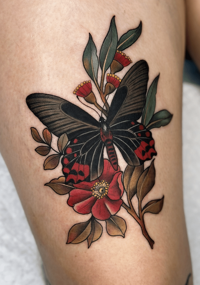Neo Traditional Butterfly Tattoo