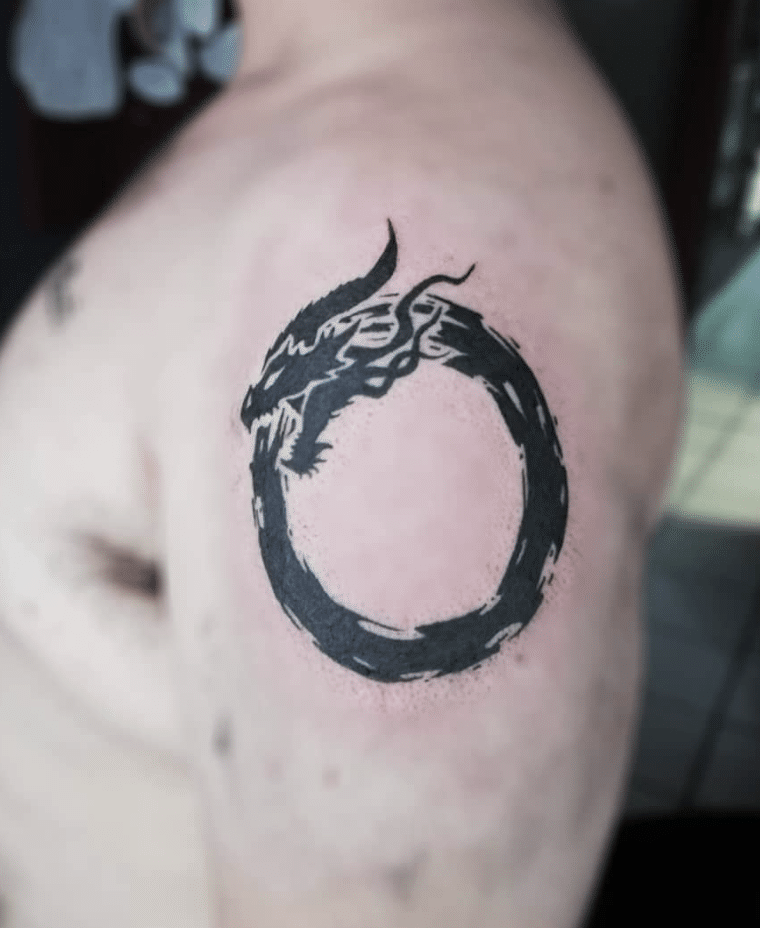 Ouroboros Dragon Tribal Tattoo
