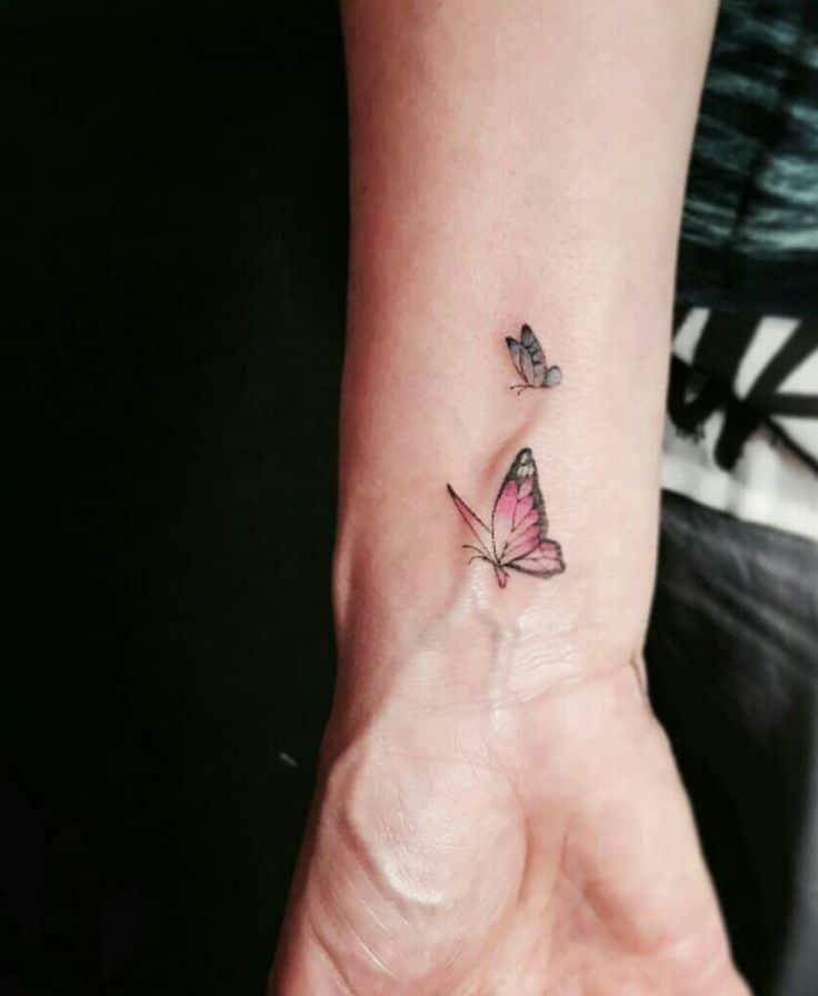 Pink Butterfly Tattoo Design On Wrist