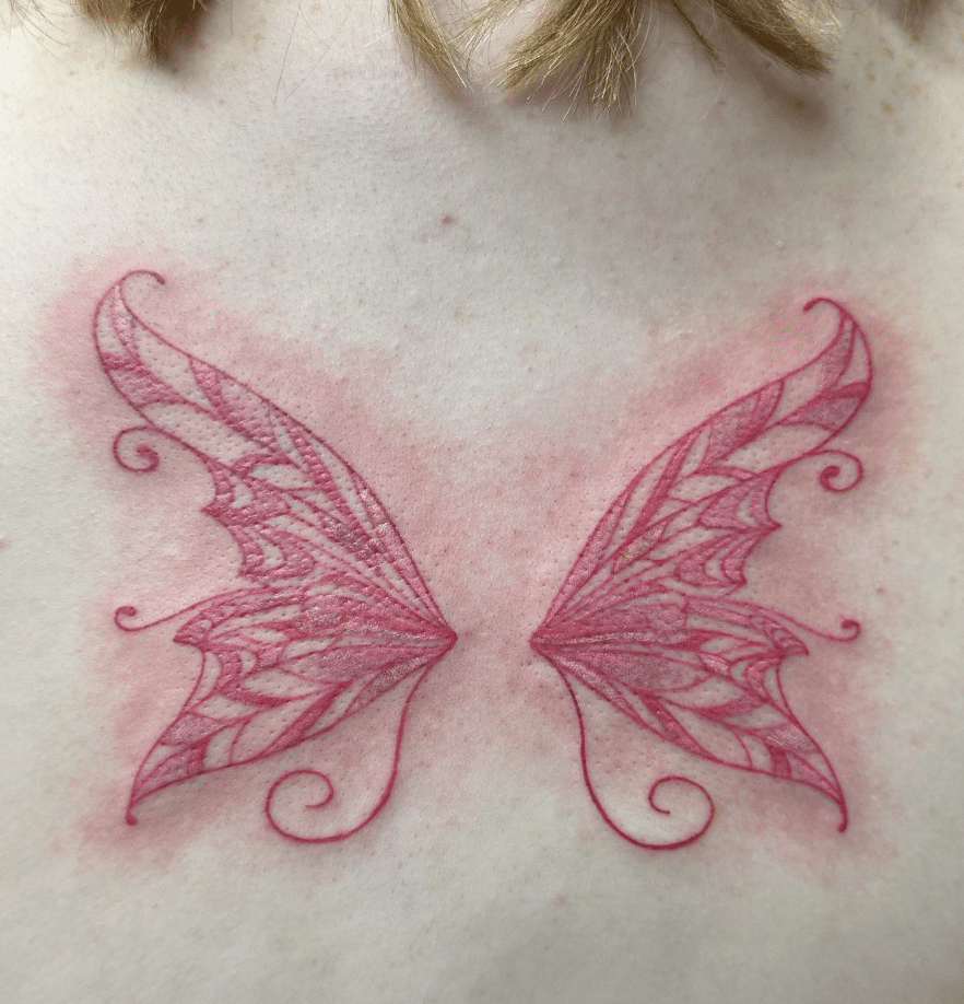 Pink Butterfly Wings Tattoo