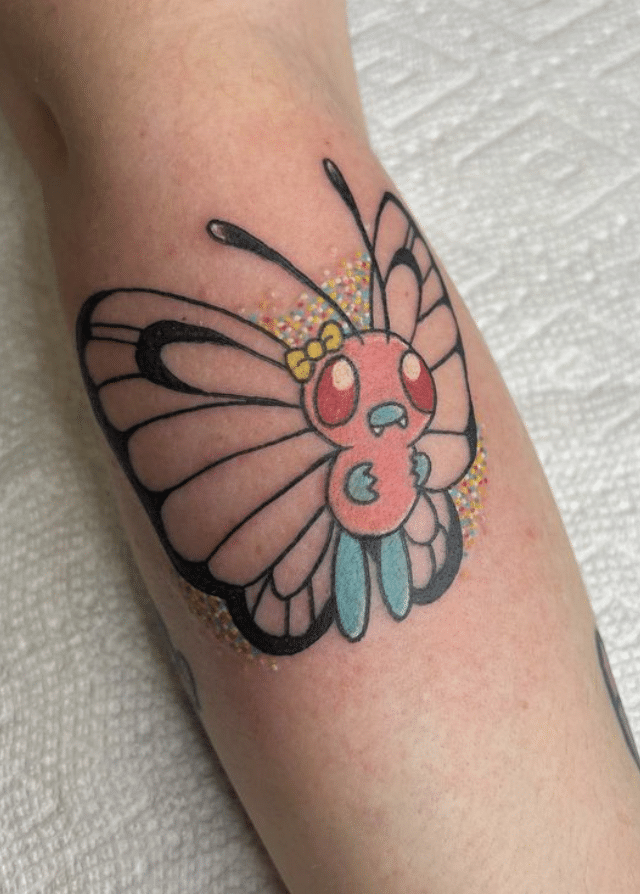 Pink Butterfree Pokemon Tattoo