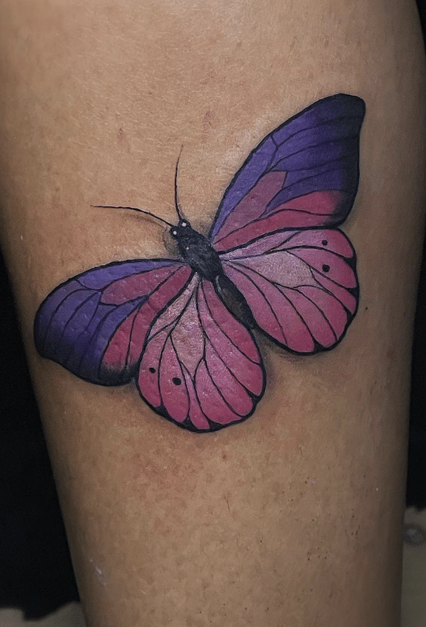 Purple And Pink Butterfly Tattoo Idea