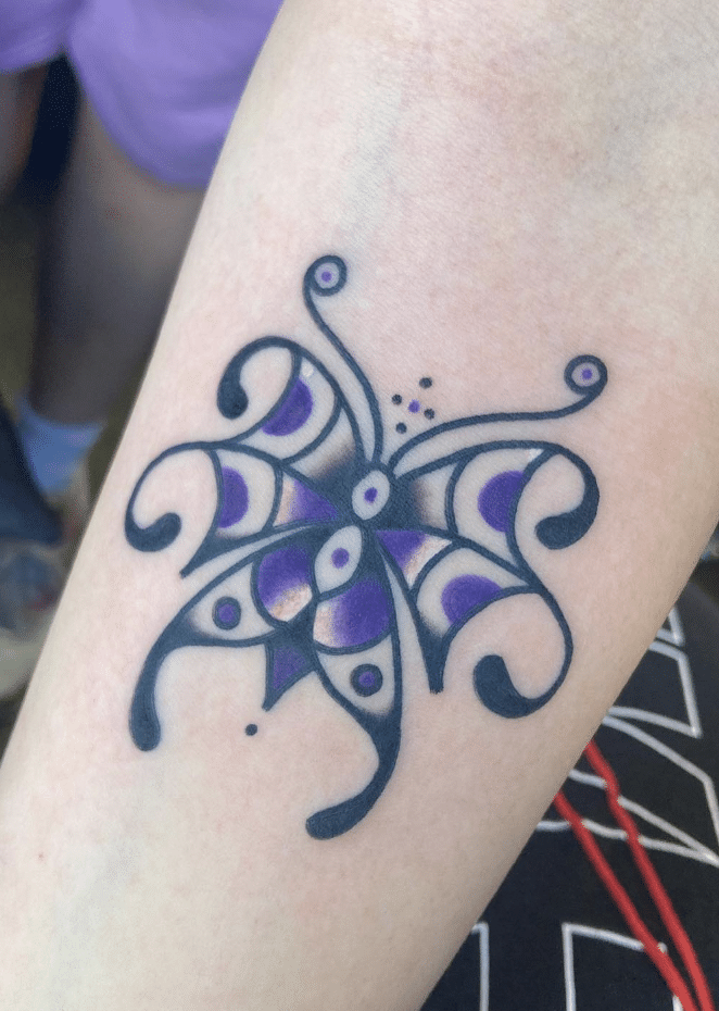 Purple Butterfly Illustration Tattoo